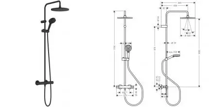 Душевая система «Hansgrohe» Vernis Blend Showerpipe 240 1jet 26426670 с термостатом чёрная матовая