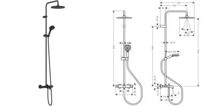 Душевая система «Hansgrohe» Vernis Blend Showerpipe 240 1jet 26899670 с термостатом чёрная матовая