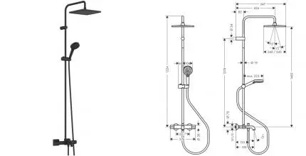 Душевая система «Hansgrohe» Vernis Shape Showerpipe 240 1jet 26900670 с термостатом чёрная матовая