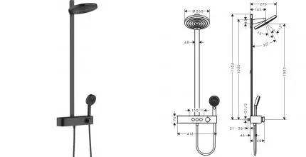 Душевая система «Hansgrohe» Pulsify Showerpipe 260 2jet 24240670 с термостатом чёрная матовая