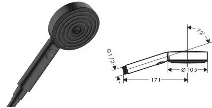 Ручная лейка «Hansgrohe» Pulsify Select 24100670 чёрная матовая Ручная лейка «Hansgrohe» Pulsify Select 24100670 чёрная матовая