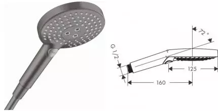 Ручная лейка «Hansgrohe» Raindance Select S 26530340 шлифованный чёрный хром