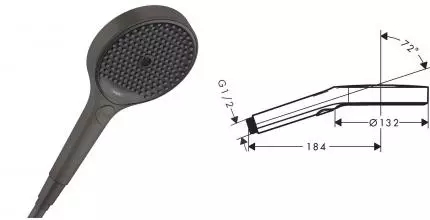 Ручная лейка «Hansgrohe» Rainfinity 26864340 шлифованный чёрный хром Ручная лейка «Hansgrohe» Rainfinity 26864340 шлифованный чёрный хром