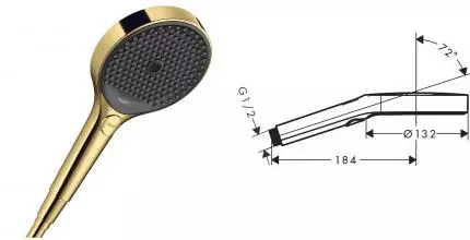 Ручная лейка «Hansgrohe» Rainfinity 26864990 полированное золото Ручная лейка «Hansgrohe» Rainfinity 26864990 полированное золото