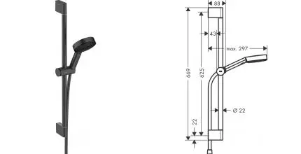 Душевой гарнитур «Hansgrohe» Pulsify Select 24160670 чёрный матовый Душевой гарнитур «Hansgrohe» Pulsify Select 24160670 чёрный матовый
