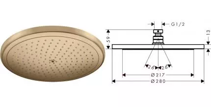 Верхний душ «Hansgrohe» Croma 26220140 шлифованная бронза Верхний душ «Hansgrohe» Croma 26220140 шлифованная бронза