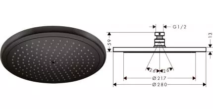 Верхний душ «Hansgrohe» Croma 26221670 чёрный матовый Верхний душ «Hansgrohe» Croma 26221670 чёрный матовый
