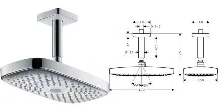 Верхний душ «Hansgrohe» Raindance Select E 26608000 хром Верхний душ «Hansgrohe» Raindance Select E 26608000 хром