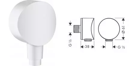Подключение для душевого шланга «Hansgrohe» белое матовое Подключение для душевого шланга «Hansgrohe» белое матовое