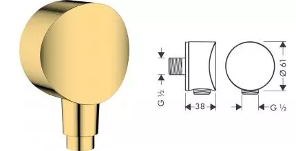 Подключение для душевого шланга «Hansgrohe» полированное золото