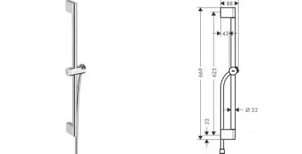 Штанга для душа «Hansgrohe» Unica 24400000 со шлангом хром