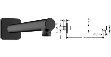 Кронштейн для верхнего душа «Hansgrohe» 24 чёрный матовый Кронштейн для верхнего душа «Hansgrohe» 24 чёрный матовый