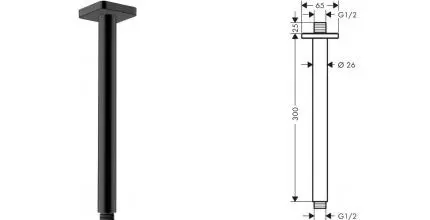 Кронштейн для верхнего душа «Hansgrohe» 30 чёрный матовый Кронштейн для верхнего душа «Hansgrohe» 30 чёрный матовый