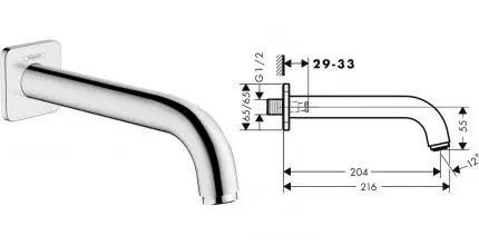 Излив к смесителю «Hansgrohe» Vernis Shape 71460000 21,6 хром