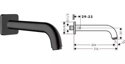 Излив к смесителю «Hansgrohe» Vernis Shape 71460670 21,6 чёрный матовый Излив к смесителю «Hansgrohe» Vernis Shape 71460670 21,6 чёрный матовый