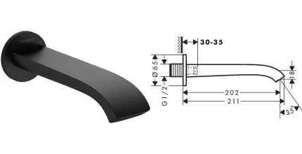 Излив к смесителю «Hansgrohe» Vivenis 75410670 21,1 чёрный матовый