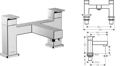 Смеситель на борт ванны «Hansgrohe» Vernis Shape 71452000 хром