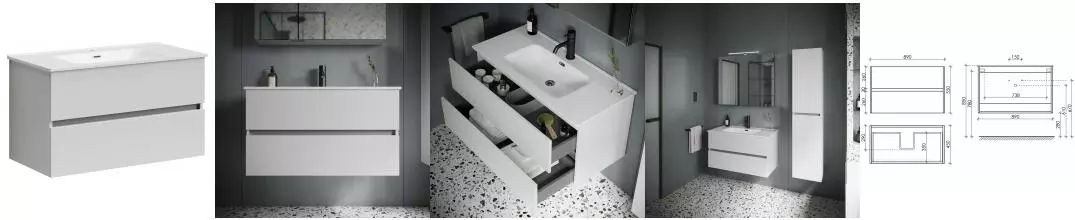 Тумба с раковиной «Sancos» Urban 90 (Element 91/46) подвесная белая