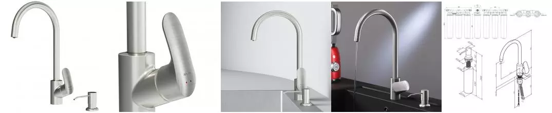 Смеситель для кухни с подключением к фильтру «Am.Pm» Like F8007T11 (с фильтром и диспенсором) сатин