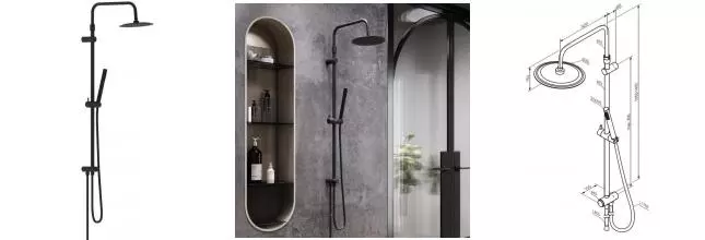 Душевая стойка «Damixa» Scandinavian Pure 936000300 чёрная матовая