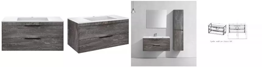 Тумба с раковиной «Vincea» Chiara 2D 100 (100/48 белая) подвесная серый камень Тумба с раковиной «Vincea» Chiara 2D 100 (100/48 белая) подвесная серый камень
