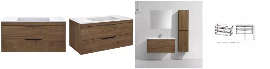 Тумба с раковиной «Vincea» Chiara 2D 100 (100/48 белая) подвесная дуб табак Тумба с раковиной «Vincea» Chiara 2D 100 (100/48 белая) подвесная дуб табак