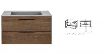 Тумба с раковиной «Vincea» Chiara 2D 80 (80/48 серая) подвесная дуб табак Тумба с раковиной «Vincea» Chiara 2D 80 (80/48 серая) подвесная дуб табак