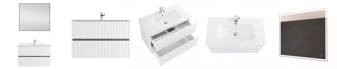 Мебель для ванной подвесная «Art&Max» Elegant 100 с LED подсветкой ручек белый матовый