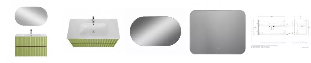 Мебель для ванной подвесная «Art&Max» Elegant 100 с LED подсветкой ручек мята Мебель для ванной подвесная «Art&Max» Elegant 100 с LED подсветкой ручек мята