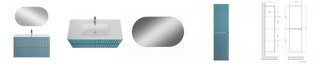 Мебель для ванной подвесная «Art&Max» Elegant 100 с LED подсветкой ручек ниагара Мебель для ванной подвесная «Art&Max» Elegant 100 с LED подсветкой ручек ниагара