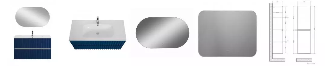 Мебель для ванной подвесная «Art&Max» Elegant 100 с LED подсветкой ручек сапфир Мебель для ванной подвесная «Art&Max» Elegant 100 с LED подсветкой ручек сапфир