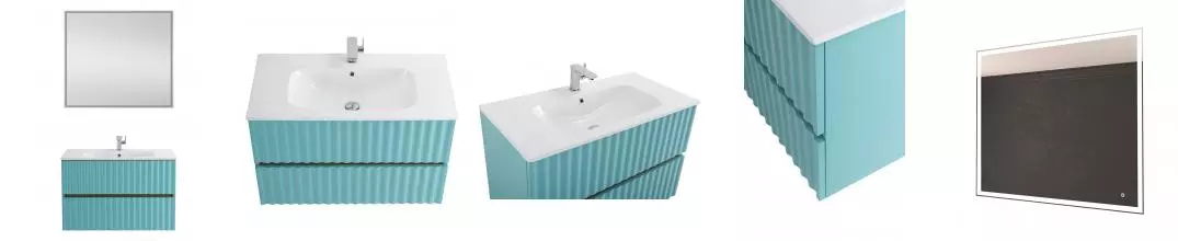 Мебель для ванной подвесная «Art&Max» Elegant 100 с LED подсветкой ручек светло-зелёный матовый