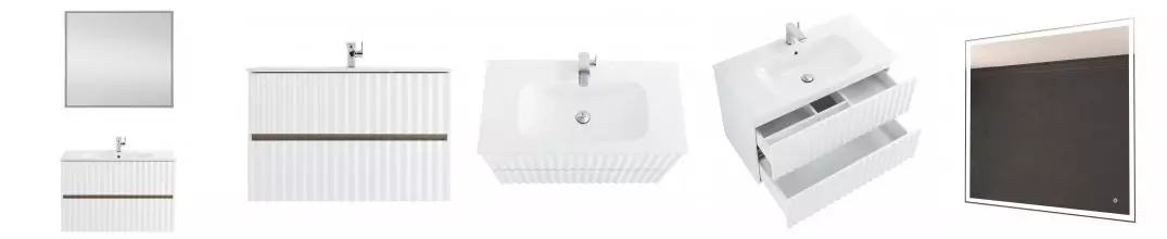 Мебель для ванной подвесная «Art&Max» Elegant 90 с LED подсветкой ручек белый глянец Мебель для ванной подвесная «Art&Max» Elegant 90 с LED подсветкой ручек белый глянец