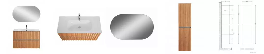 Мебель для ванной подвесная «Art&Max» Elegant 90 с LED подсветкой ручек бран