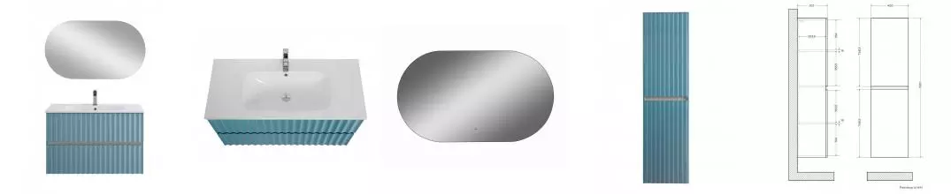 Мебель для ванной подвесная «Art&Max» Elegant 90 с LED подсветкой ручек ниагара Мебель для ванной подвесная «Art&Max» Elegant 90 с LED подсветкой ручек ниагара