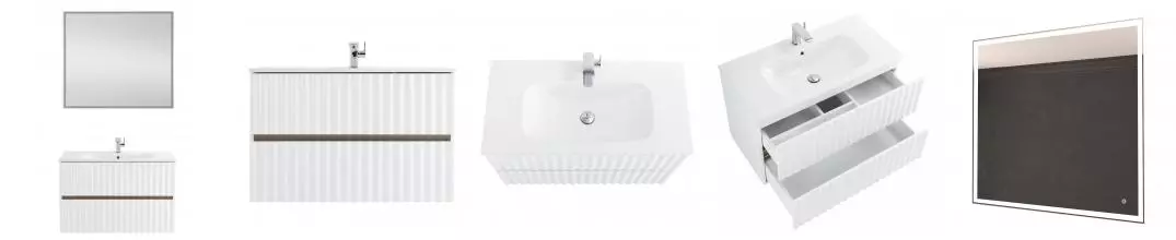 Мебель для ванной подвесная «Art&Max» Elegant 80 с LED подсветкой ручек белый глянец