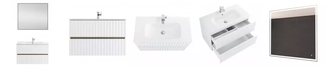 Мебель для ванной подвесная «Art&Max» Elegant 80 с LED подсветкой ручек белый глянец Мебель для ванной подвесная «Art&Max» Elegant 80 с LED подсветкой ручек белый глянец