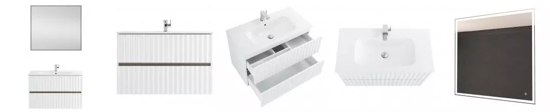 Мебель для ванной подвесная «Art&Max» Elegant 80 с LED подсветкой ручек белый матовый