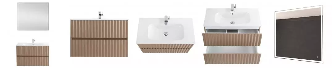 Мебель для ванной подвесная «Art&Max» Elegant 80 с LED подсветкой ручек капучино матовый