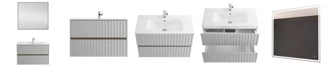 Мебель для ванной подвесная «Art&Max» Elegant 80 с LED подсветкой ручек светло-серый матовый