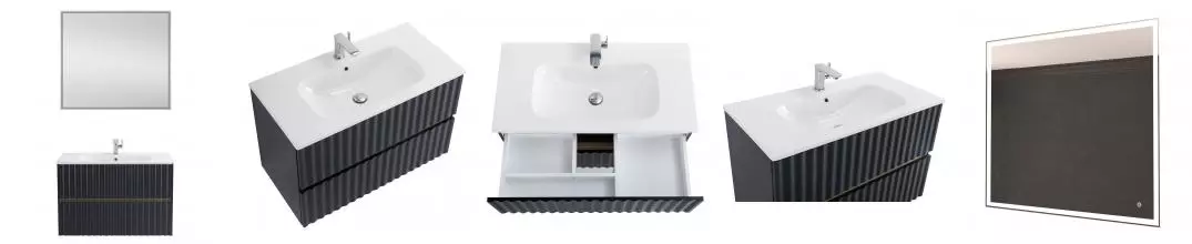 Мебель для ванной подвесная «Art&Max» Elegant 80 с LED подсветкой ручек серый матовый