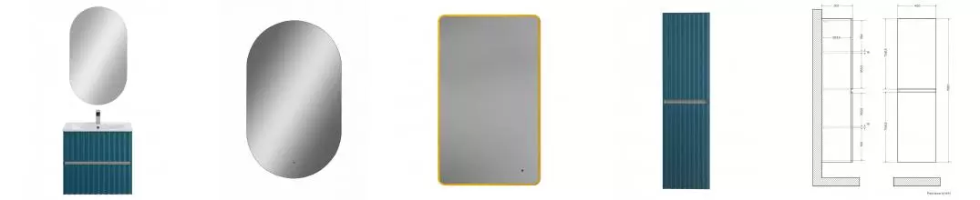 Мебель для ванной подвесная «Art&Max» Elegant 60 с LED подсветкой ручек аквамарин Мебель для ванной подвесная «Art&Max» Elegant 60 с LED подсветкой ручек аквамарин