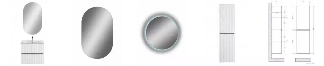 Мебель для ванной подвесная «Art&Max» Elegant 60 с LED подсветкой ручек белый глянец Мебель для ванной подвесная «Art&Max» Elegant 60 с LED подсветкой ручек белый глянец