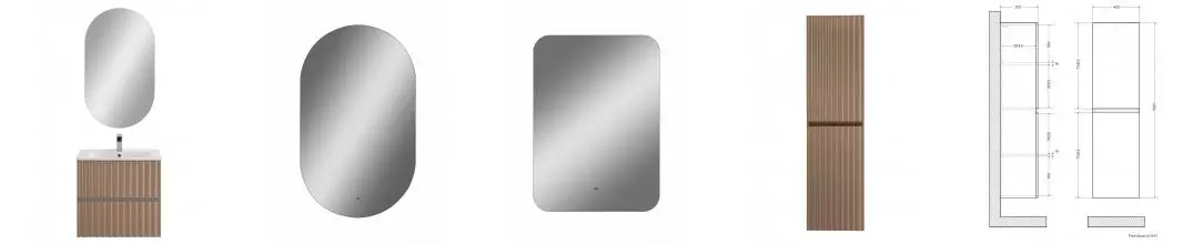 Мебель для ванной подвесная «Art&Max» Elegant 60 с LED подсветкой ручек капучино матовый Мебель для ванной подвесная «Art&Max» Elegant 60 с LED подсветкой ручек капучино матовый