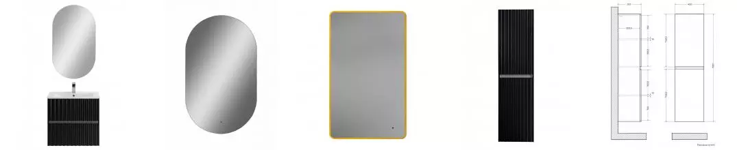 Мебель для ванной подвесная «Art&Max» Elegant 60 с LED подсветкой ручек чёрный матовый Мебель для ванной подвесная «Art&Max» Elegant 60 с LED подсветкой ручек чёрный матовый