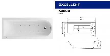 Аэромассажная ванна акриловая «Actima» Aurum 180/80 Aero с каркасом с сифоном белая/хром