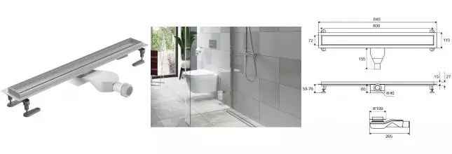 Душевой лоток «Excellent» Stilio 80 см INEX.1515.800.P.SNP боковой выпуск хром/под плитку Душевой лоток «Excellent» Stilio 80 см INEX.1515.800.P.SNP боковой выпуск хром/под плитку