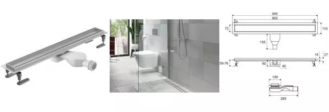 Душевой лоток «Excellent» Stilio 90 см INEX.1515.900.P.SNP боковой выпуск хром/под плитку Душевой лоток «Excellent» Stilio 90 см INEX.1515.900.P.SNP боковой выпуск хром/под плитку
