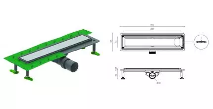 Душевой лоток «CTESI» Flow Line BK4024550 боковой выпуск хром 