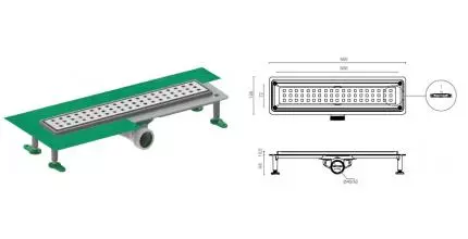 Душевой лоток «CTESI» Flow Square BK4024630 боковой выпуск хром 